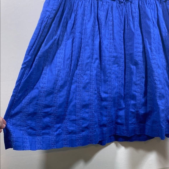 Draper James 100% Cotton Blue Pleated Textured Stripe Sundress - Picture 6 of 7
